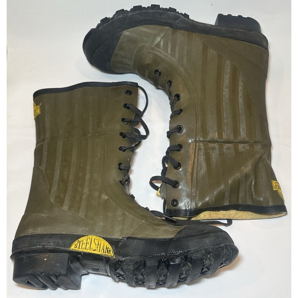 Vintage NESCO Deluxe Insulated Steel Shank Rubber Boots Men’s 9 Hunting Fishing